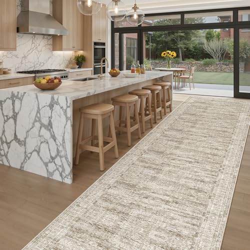 Washable 3x18 Hallway Runner Rug Non (Brown / 3' x 18' (Runner))