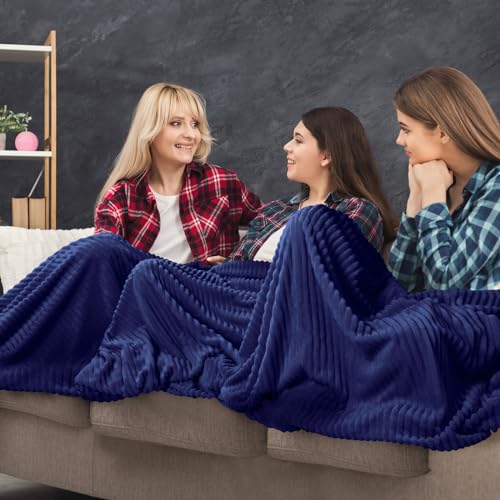 6 Pcs Flannel Blankets Bulk (Navy)