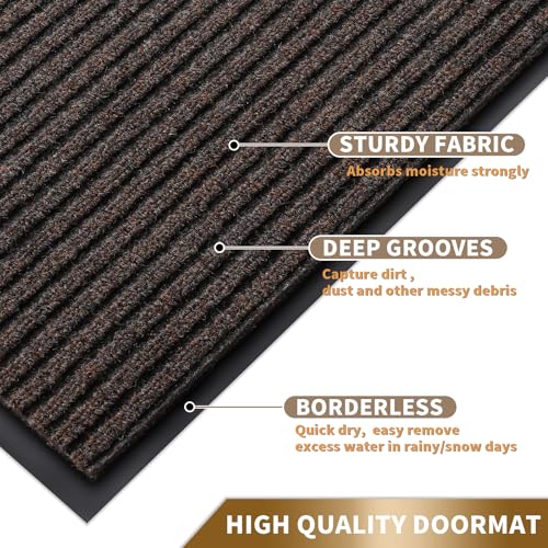 Front Door Mat Outdoor Indoor 47x24 (Brown / 47x24 Inch)