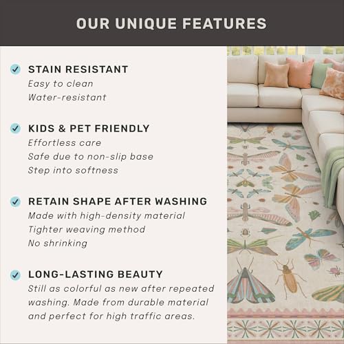 Boho Light Pink Round Rugs for Kids Bedroom (4' (Round) / Beige Pink)