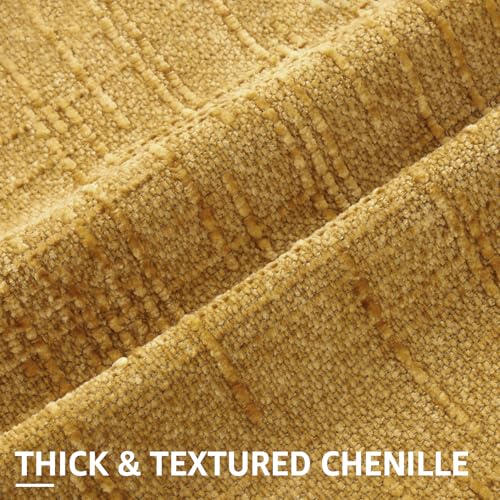 Textured Chenille Throw Pillow Covers 18x18 Set of 2 Yellow (Mustard Yellow / 18" x 18" (Pack of 2))