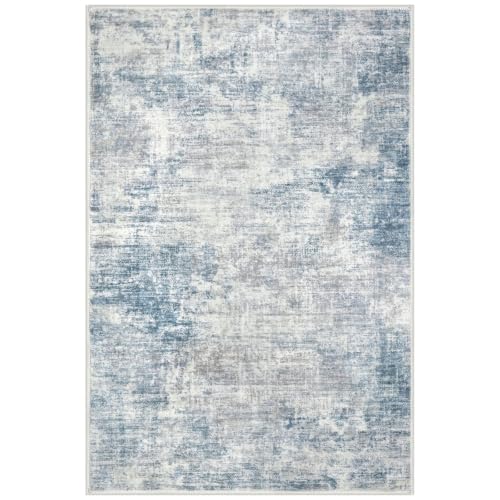 Abstract Area Rugs 9x12 Ft Washable Large Rugs for Living Room (Light Blue/Grey/White / 9' x 12' (Rectangular))