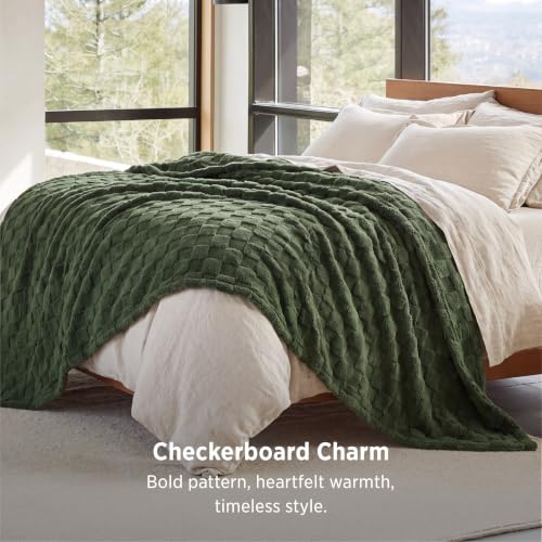 Checkered Soft Cozy Queen Blanket for Bed (Green / Queen (90" X 90"))