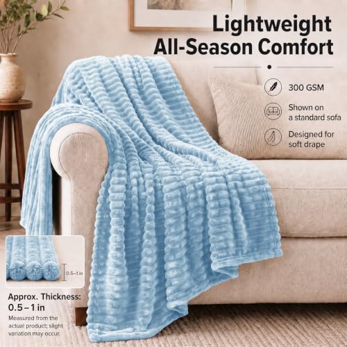 Light Blue Throw Blanket for Couch (Light Blue / Throw (50" x 60"))