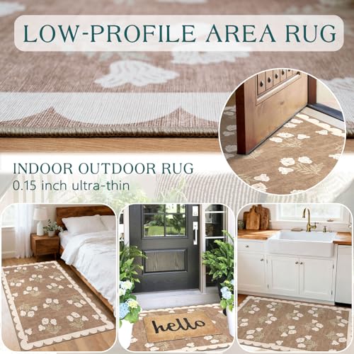 Floral Outdoor Rugs (Flower - Brown / 2'4" x 3'7" (Rectangular))