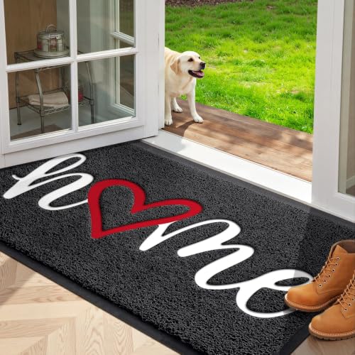 Door Mat Indoor Outdoor Welcome Mat for Entrance (Black / 2' x 2'11" (Rectangular))