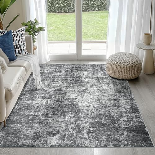 4x6 Area Rugs for Living Room Washable Bedroom Dining Room Black Grey (Black/Grey / 4' x 6' (Rectangular))