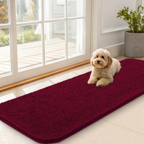 Dog Door Mat for Muddy Paws 59x20 (Burgundy / 59" X 20")