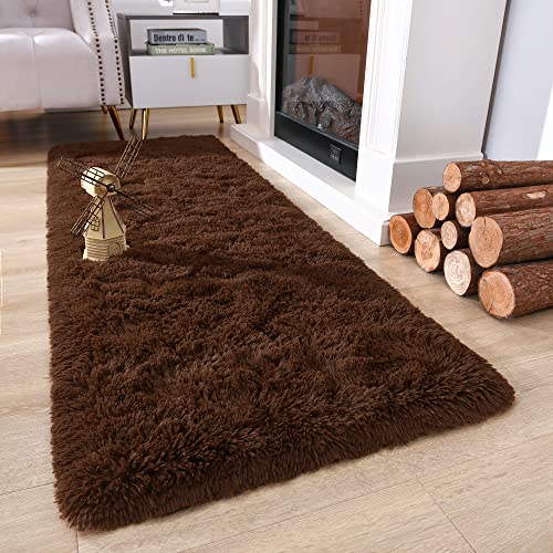 Soft Runner Rug for Bedroom Living Room Plush Fluffy Rug 2x6 (Coffee / 2' x 6' (Rectangular))