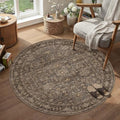 3x3 Dark Brown Vintage Round Rug (Brown / 3' (Round))