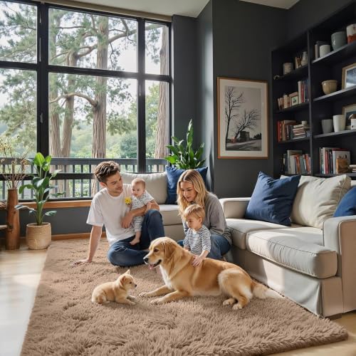 Fluffy Rug Shag Area Rug (Beige / 3' x 5' (Rectangular))