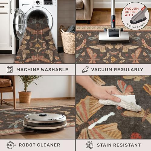 Brown Washable Area Rug for Living Room (4' x 6' (Rectangular) / Tribal Brown)