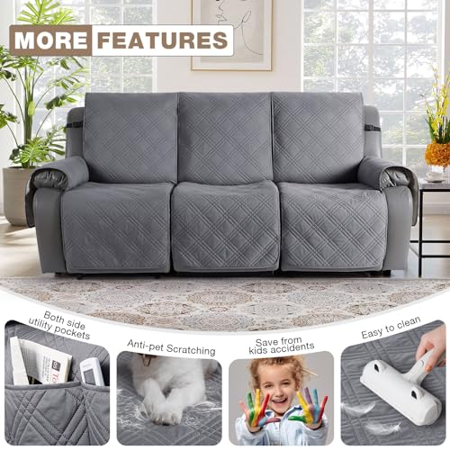 100% Waterproof Recliner Sofa Cover (Grey / 3 Seater Standard)