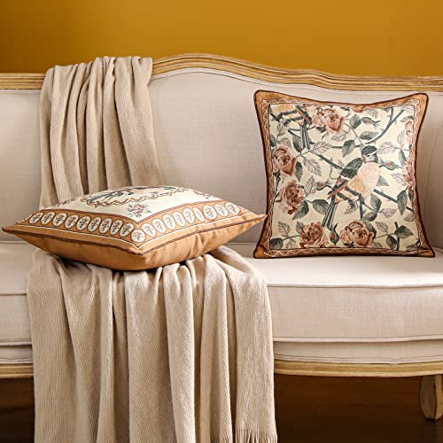French Vintage Linen Throw Pillow Cover (18" x 18" (Pack of 1) / Parkerestate B)
