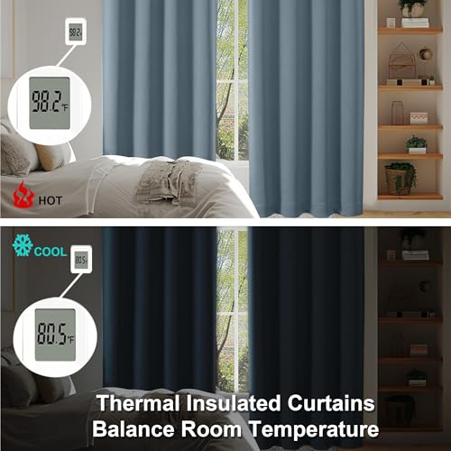 Ava Stone Blue Short 24 Inches Blackout Curtain 2 Panels Set (Stone Blue / 30"W x 24"L (Pack of 2))