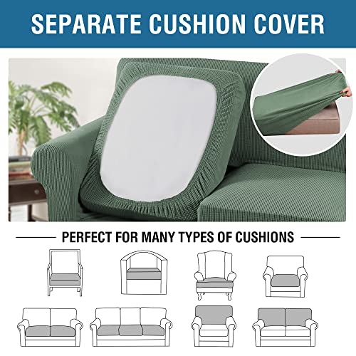 3 Piece Stretch Sofa Covers for 2 Cushion Sofa Couch Covers for Living Room Sofa Slipcovers (Medium-XL / Loden Frost)