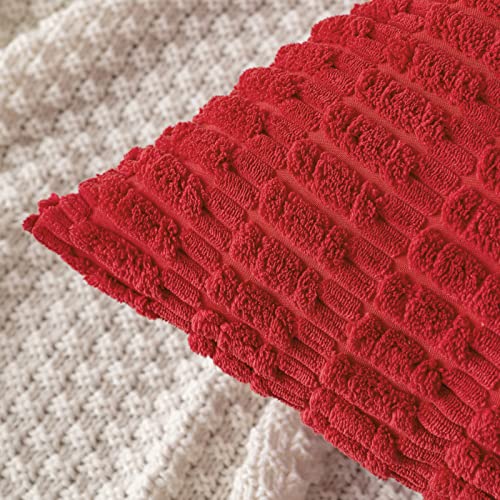 Christmas Corduroy Decorative Throw Pillow Covers 18x18 Red Pack of 2 (Red / 18" x 18" (Pack of 2))