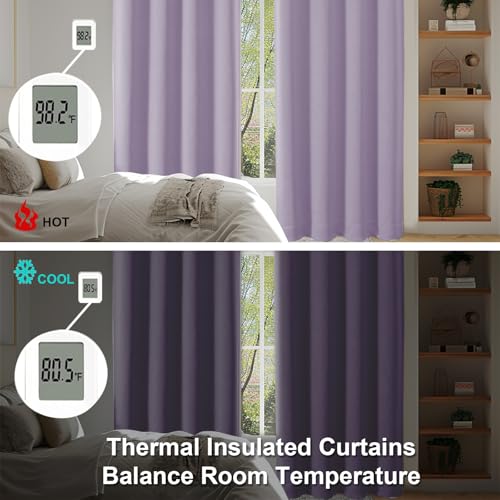 Ava Lilac Blackout Curtains for Bedroom 63 Inch Length 2 Panels Set (Lilac / 40"W x 63"L (Pack of 2))