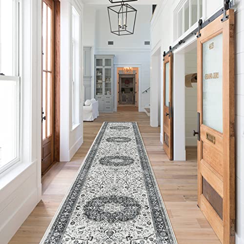 Hallway Washable Runner Rug (2' x 10' (Rectangular) / Grey)