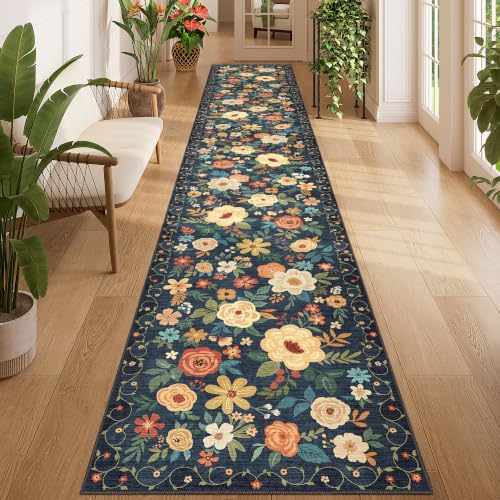 2x12 Washable Runner Rug (Navy Blue / 2' x 12' (Rectangular))