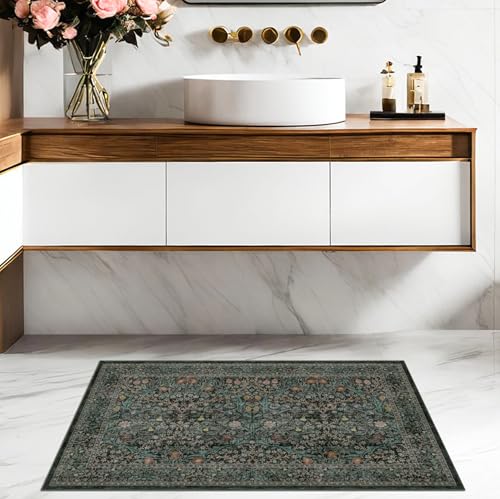 Dark Green Washable Entry Rug (Dark Green / Black / 2' x 3' (Rectangular))