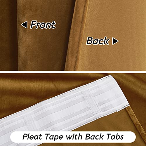 Velvet Curtains 102 inches Long (Golden Brown / 52"W x 102"L (Pack of 2))