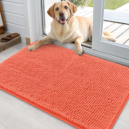 Dog Door Mat for Muddy Paws 35x24 (Coral / 35" X 24")