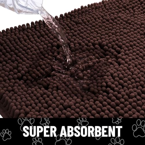 Dog Door Mat for Muddy Paws (40"X32" / Brown and White)