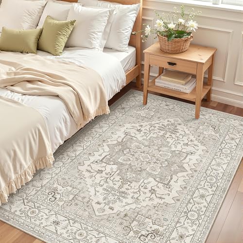 Area Rug 3x5 Washable Vintage Entry Rugs for Bedroom (Beige/Brown / 3' x 5' (Rectangular))