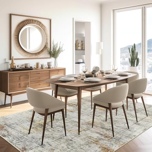 6x9 Area Rug for Living Room Washable Rugs Non (Grey/Rust / 6' x 9' (Rectangular))