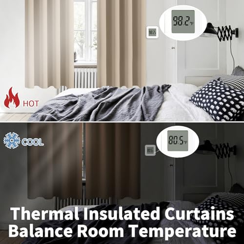 Short Curtains for Small Window 54 Inch Long (Sand / 38"W x 54"L (Pack of 2))