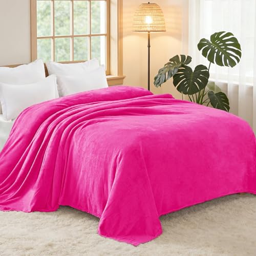 Soft Fleece Blanket Twin Size for Bed (Hot Pink / Twin (60" x 80"))