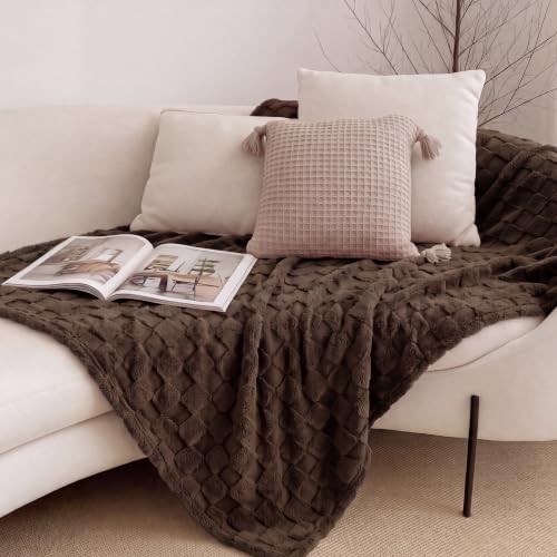 Checkered Soft Cozy Fall Twin Blanket for Bed (Brown / Twin (60" X 80"))