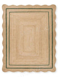 Natural Jute Scalloped Bohemian Handwoven Decorative Rug (Green / 3' x 5' (Rectangular))