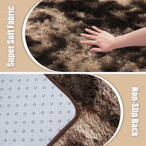 Shag Area Rug for Bedroom 3x5 (Mottling Coffee / 3' x 5' (Rectangular))