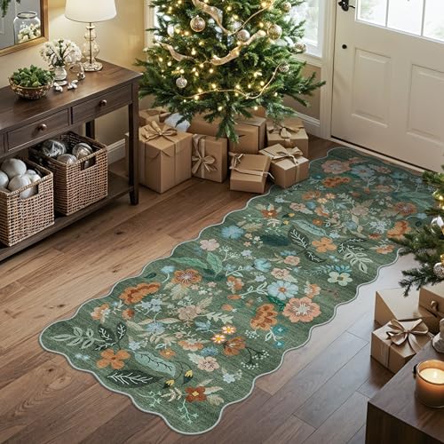 2x5 Washable Kitchen Area Rug (2' x 5' (Rectangular) / Green/Floral)