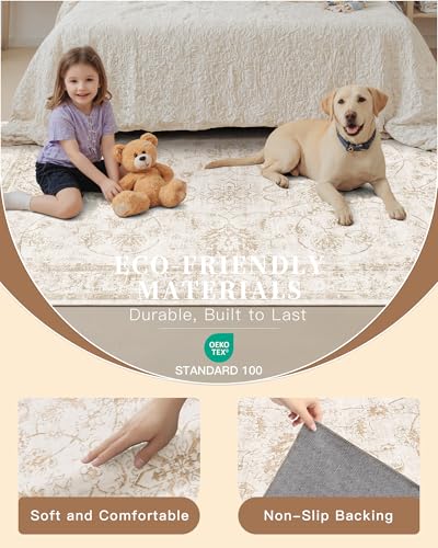 5x7 Area Rugs for Living Room (Wood/Ivory / 5' x 7' (Rectangular))
