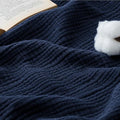 100% Cotton Muslin Blanket Queen Size for Bed (08 - Navy Blue / Queen (90" X 90"))