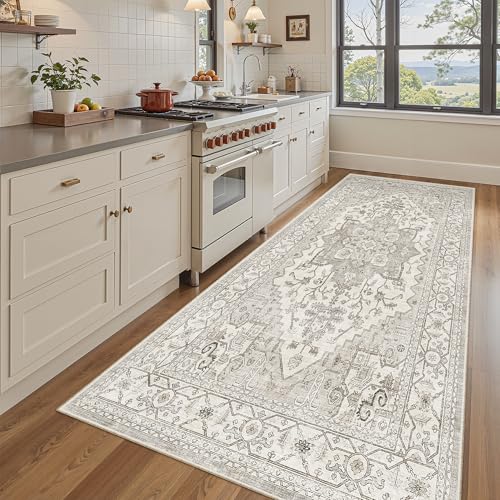 4x8 Wide Hallway Runner Rug Washable for Living Room (Beige/Brown / 4' x 8' (Runner))