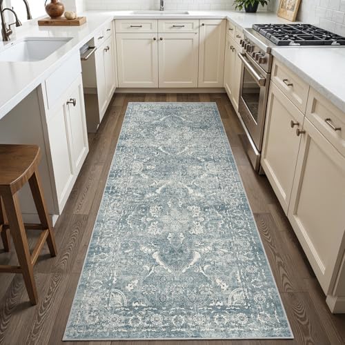 2x6 Washable Runner Rug (Blue / 2' x 6' (Runner))