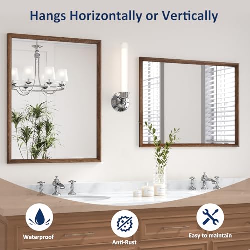 Walnut Bathroom Mirror 28X36 Inch Rectangle (Walnut / 36"L x 28"W)