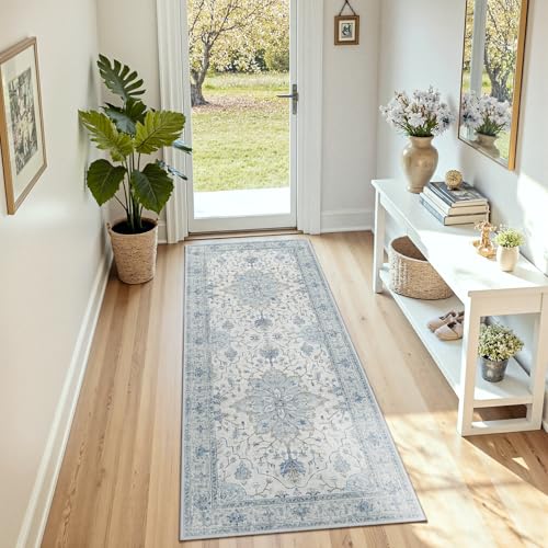 Washable Area Rug (Blue/White/Gray / 2'6" x 8' (Rectangular))