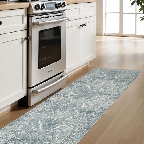 2'6"x8 Washable Runner Rug (Blue / 2'6" x 8' (Runner))