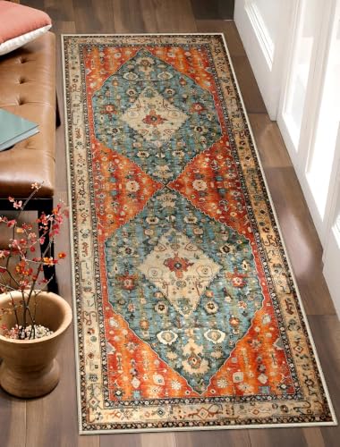 2x5 Washable Non Slip Boho Runner Rug for Hallway (Tribal Medallion/Multi / 2' x 5' (Runner))