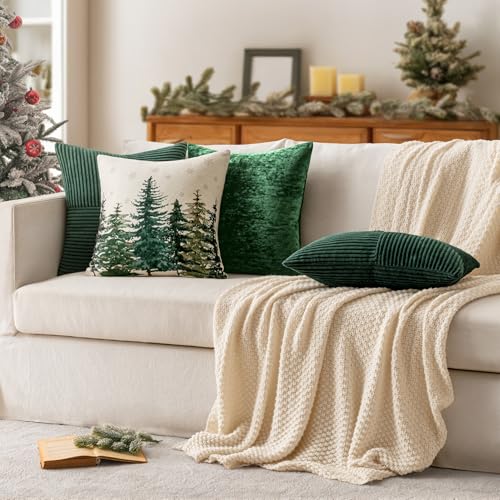 Army Green Decorative Throw Pillow Covers for Couch 16x16 Inch (16" x 16" (Pack of 2) / Army Green)