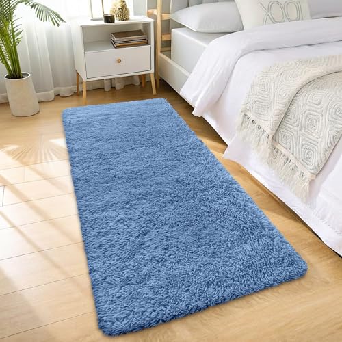 2x6 Machine Washable Runner Rugs for Hallway (2x6 Ft / Blue)
