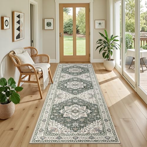 Hallway Runner Rug (Green Ivory / 2'6" x 8' (Runner))