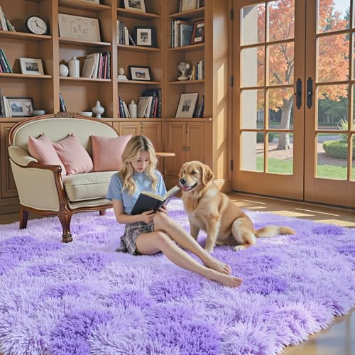 5x8 Purple Starry Shag Area Rug for Living Room (Purple Starry / 5' x 8' (Rectangular))