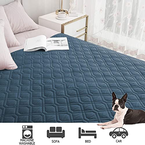 Waterproof Dog Bed Cover Pet Blanket for Furniture Bed Couch Sofa Reversible (68x82 Inch (Pack of 1) / Navyblue+stoneblue)