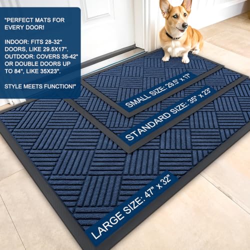 Front Door Mat Outside Entrance 71x23 (71" X 23" / Navy Blue Diamond)